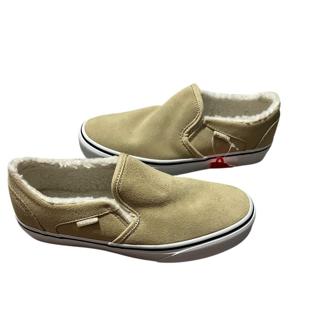 Vans Asher Suede Sherpa Desert Taupe Slip on VN0A5HU4YEH Women's‎ 6 New